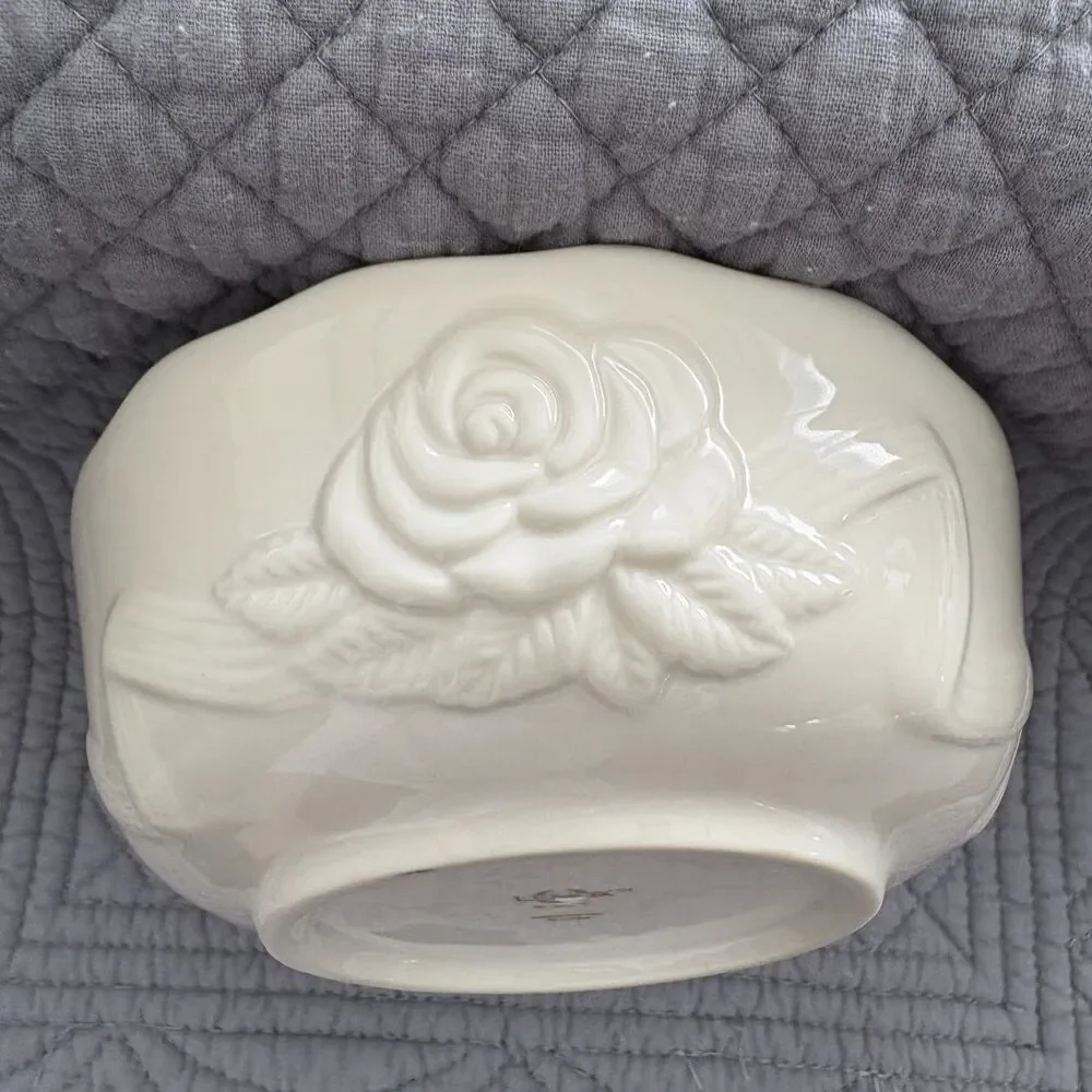Lenox Rose Blossom Ivory Candy Dish w/ Gold Trim – 1980s Vintage
